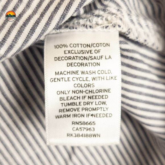 Susina Blouse Top Blue White Boho Striped Round Neck Bell Sleeve Women's Size 1X - Picture 10 of 10